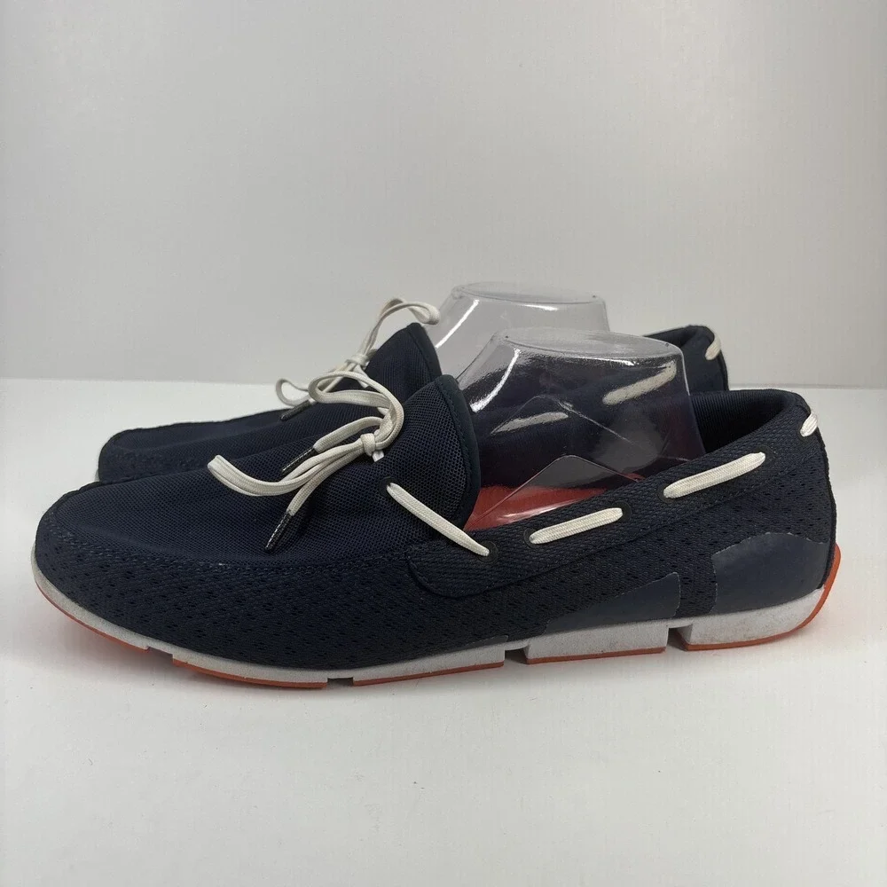 SWIMS Breeze Men's US 11 Navy Slip-On Loafer Boat Deck Shoes Braided Lace Casual